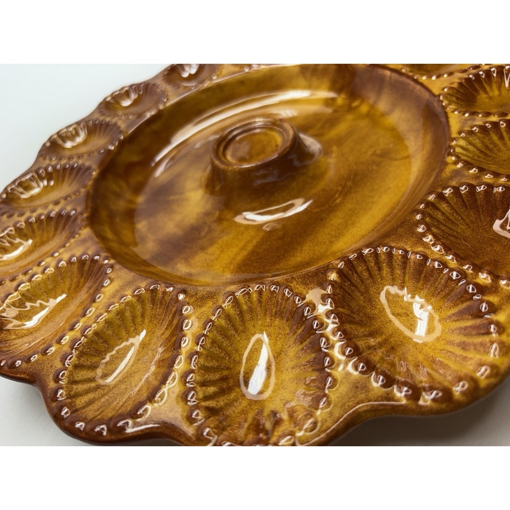 Vintage California USA E400 Ceramic Deviled Egg 12" 16 Count Serving Plate/... - Picture 5 of 15
